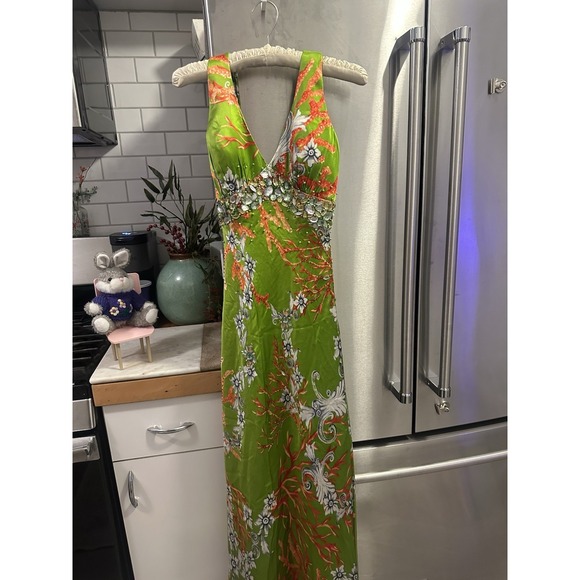 Mary.LCouture Dresses & Skirts - Mary.LCouture Silk Maxi Halter Beaded Dress Sz2 Prom Wedding Formal Opera NWT